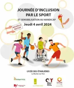 Affiche de la journée d'inclusion par le sport du jeudi 4 avril 2024 au lycée des Établières
